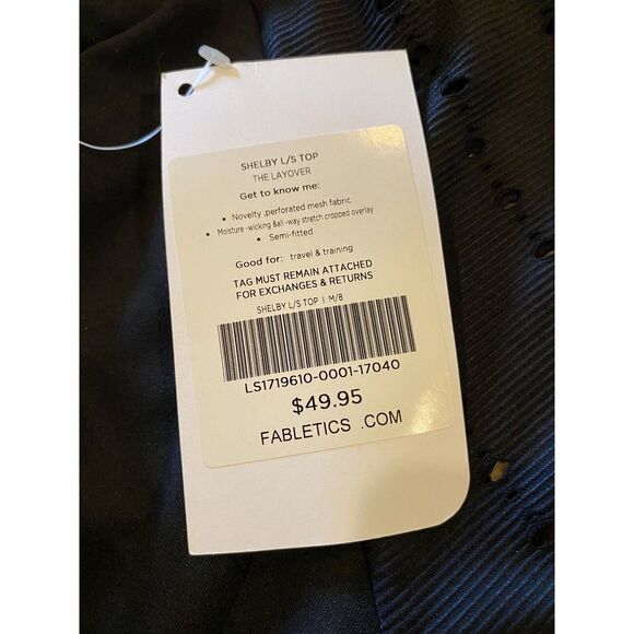 Fabletics Shelby Long Sleeve Cutout Top Black Size Medium, The Layover NWT - Picture 10 of 10